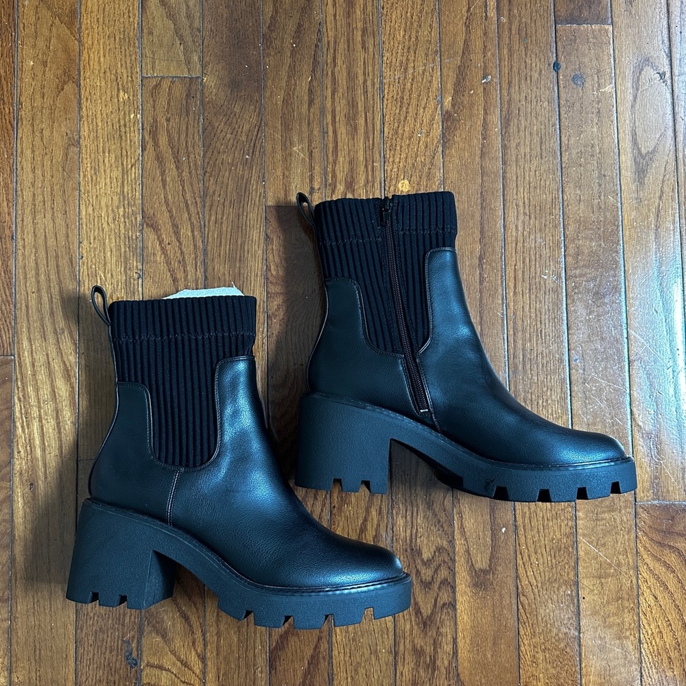 Bar III Black Heeled Boots with Chunky Soles